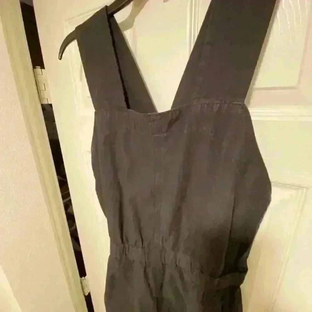 Everlane Women's Jumpsuit Fatigue Sleeveless Black Cotton Pockets size 4